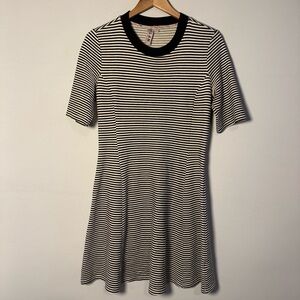 Dolan Anthropologie Black and White Striped Mini Dress, Size S
